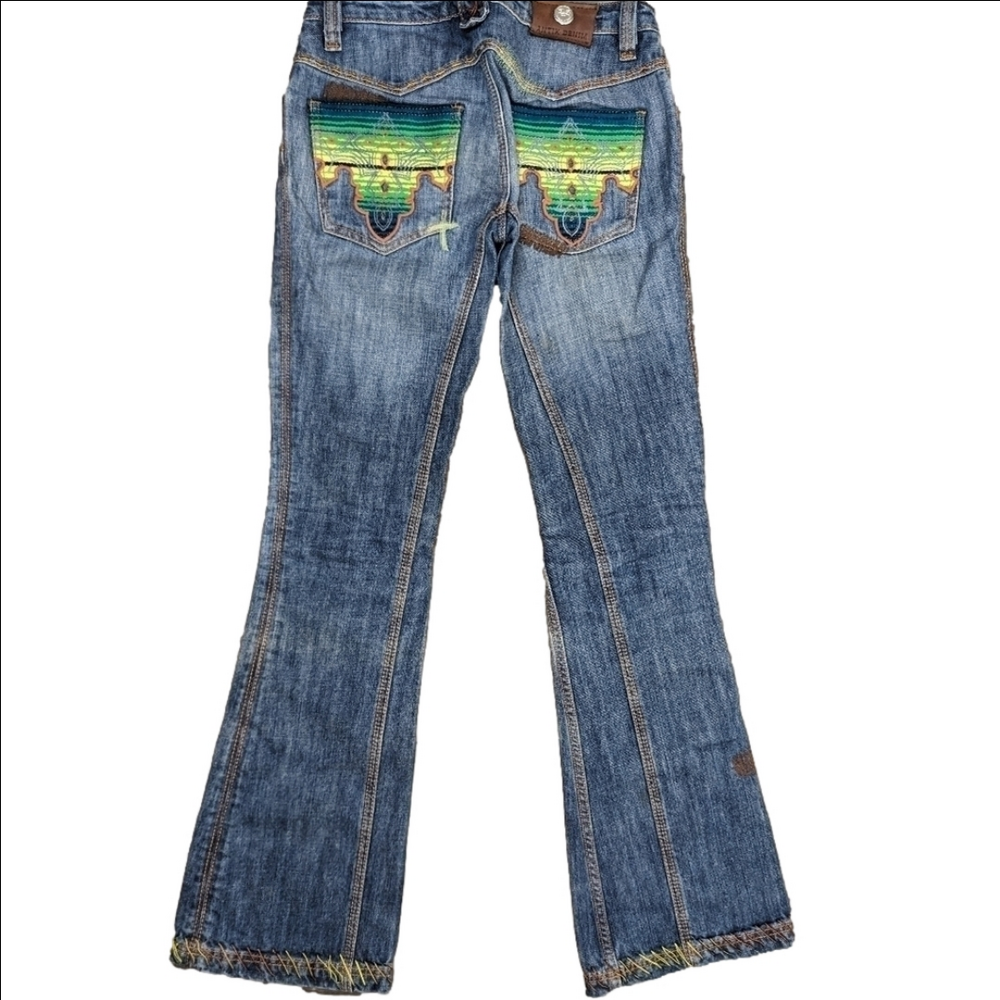 Antik Denim Serape Size 27 Boot Cut Distressed